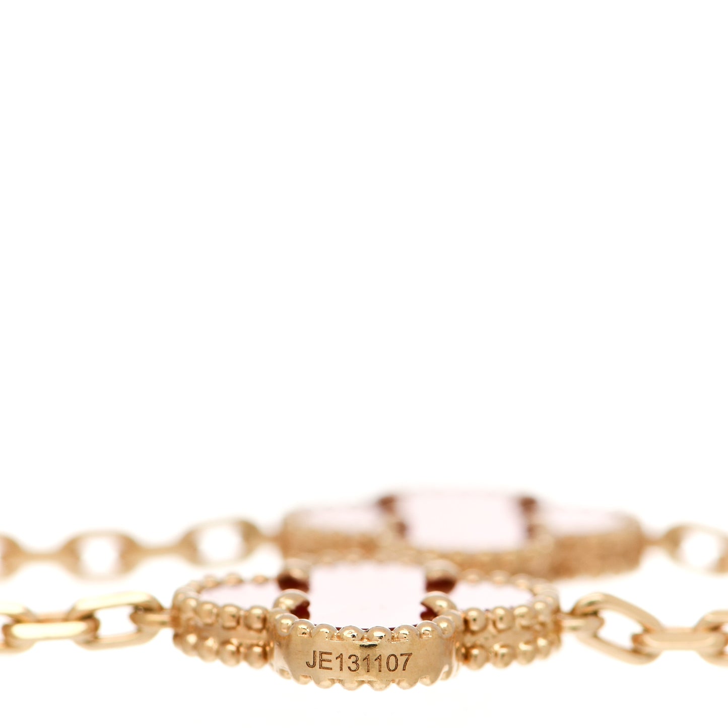 18K Yellow Gold Carnelian 5 Motifs Vintage Alhambra Bracelet