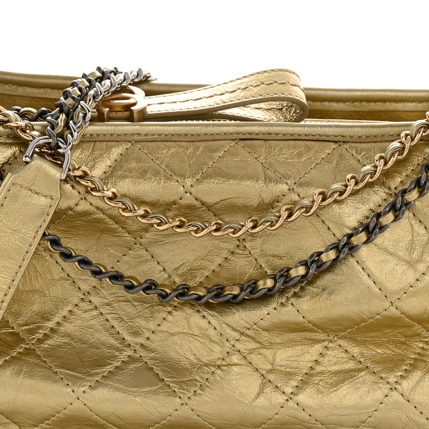 Chanel Metallic Aged Calfskin Quilted Medium Gabrielle Gold 8 of 12