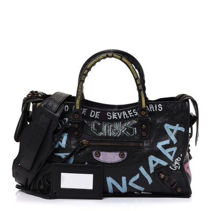 Balenciaga Agneau Graffiti All Over Classic Hardware S City Black Multicolor 1 of 10