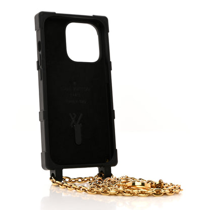 Louis Vuitton Rubber Monogram Trunk With Chain iPhone 14 Pro Case Black 3 of 7
