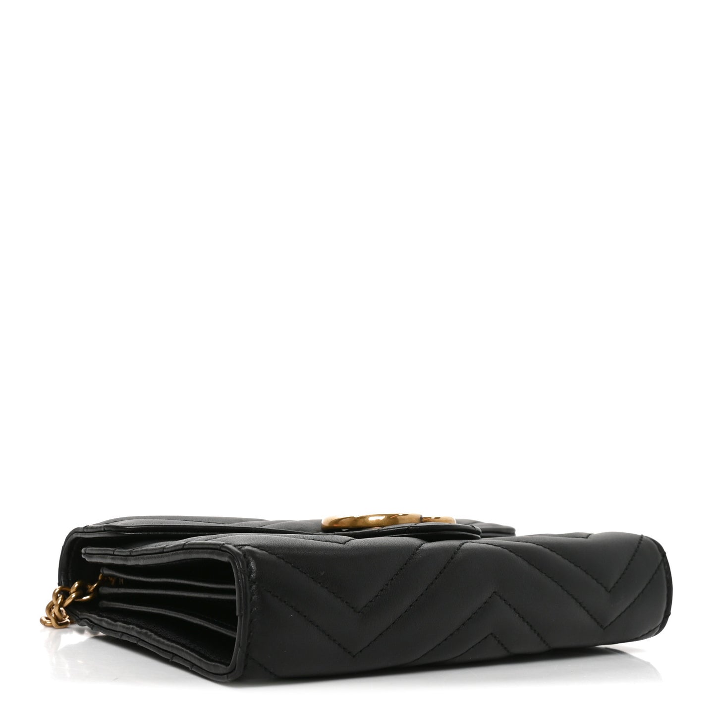 Calfskin Matelasse GG Marmont Chain Wallet Black