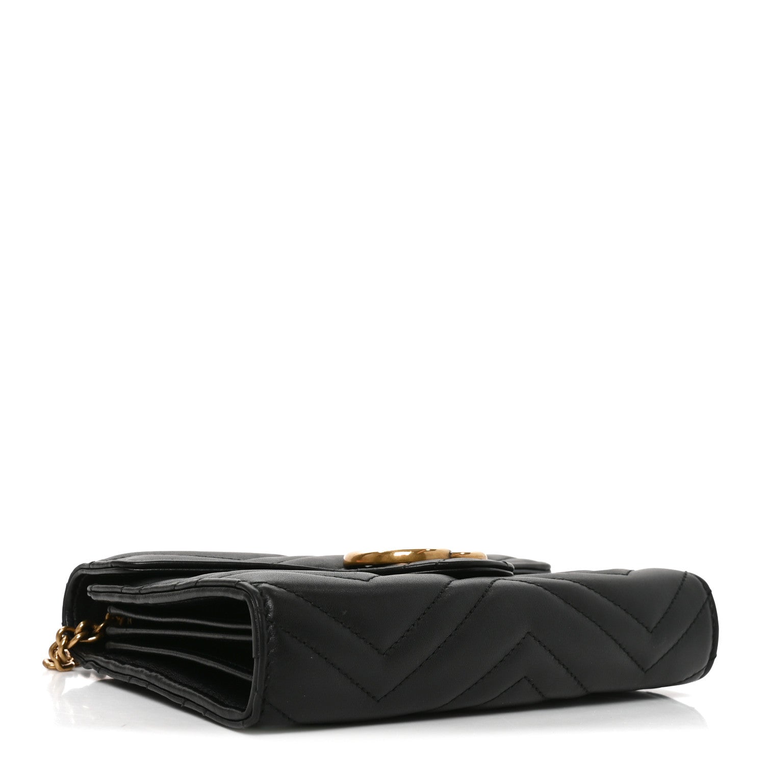 Gucci Calfskin Matelasse GG Marmont Chain Wallet Black 4 of 10