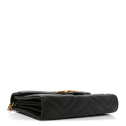 Gucci Calfskin Matelasse GG Marmont Chain Wallet Black 4 of 10