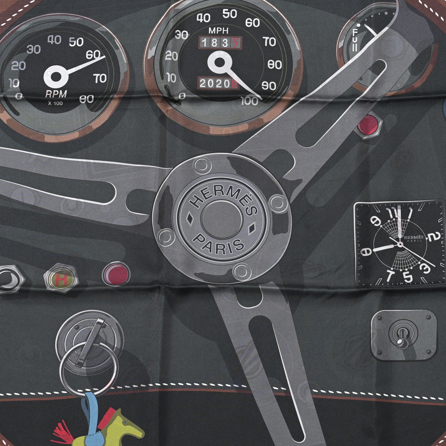 Silk Double Face Formula One Scarf 90 Vert De Gris Marine