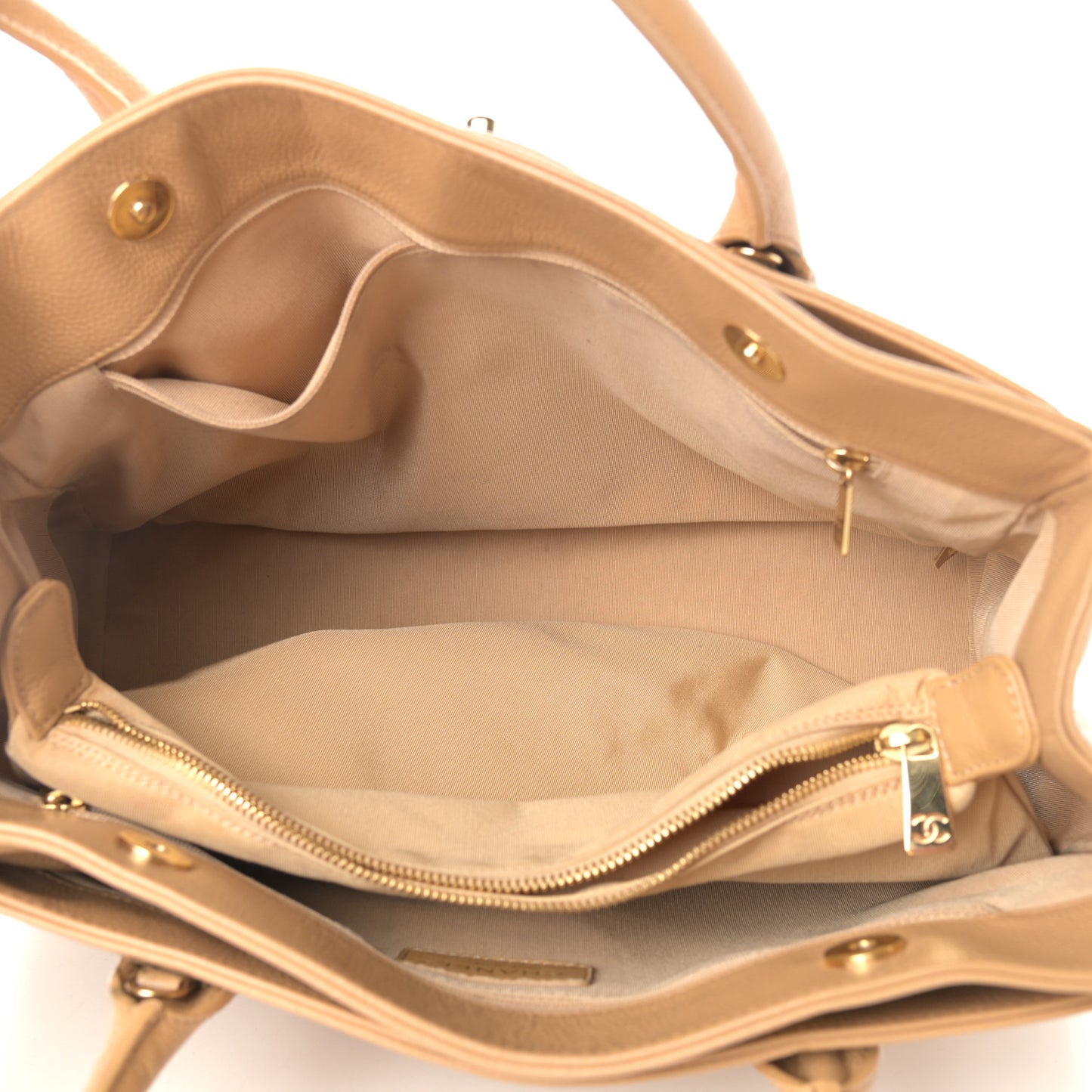 Calfskin Cerf Executive Shopper Tote Beige