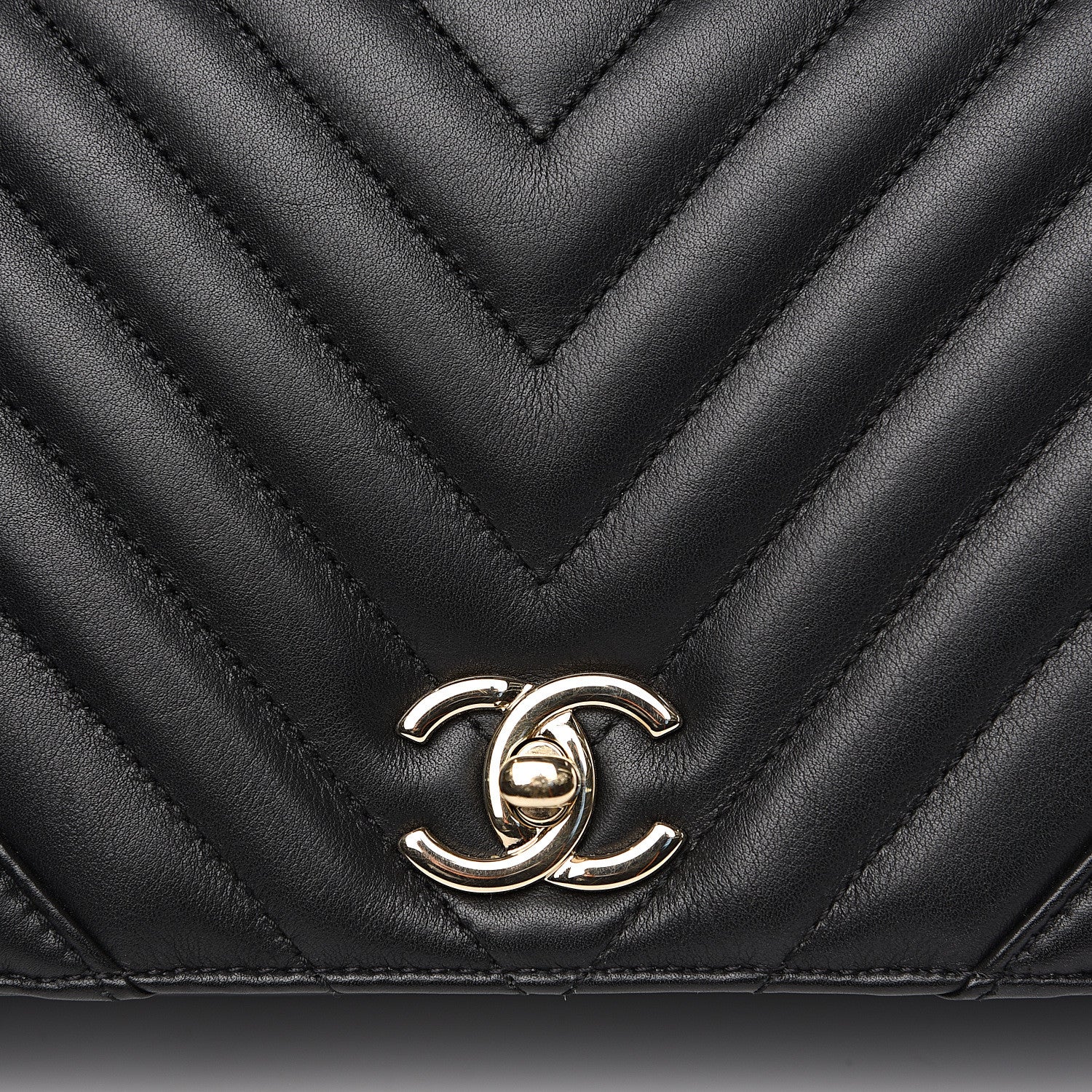 Chanel Calfskin Chevron Quilted Statement Flap Black 10 of 10