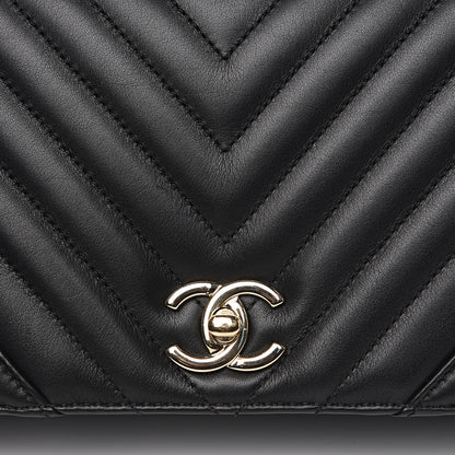 Chanel Calfskin Chevron Quilted Statement Flap Black 10 of 10