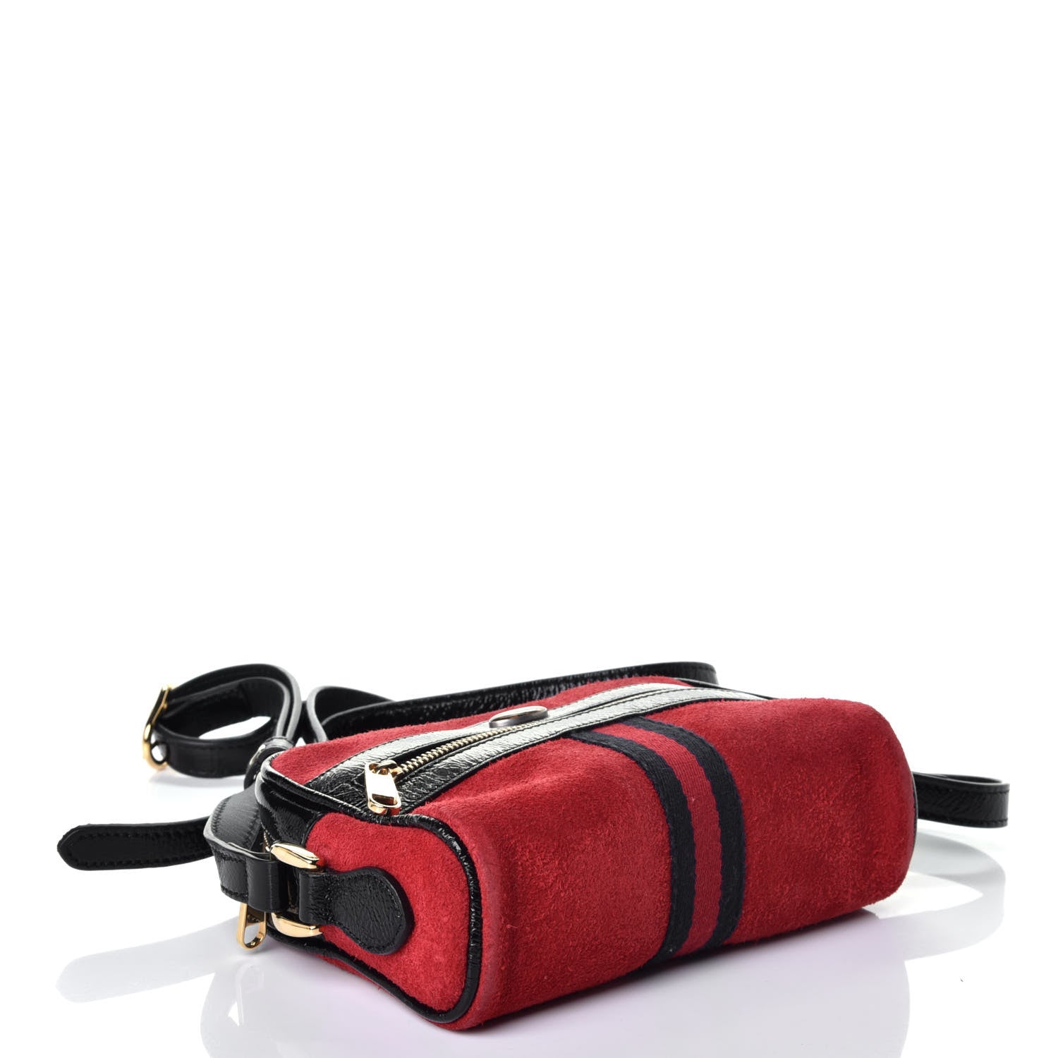 Gucci Suede Patent Web Mini Ophidia Shoulder Bag Red 4 of 8