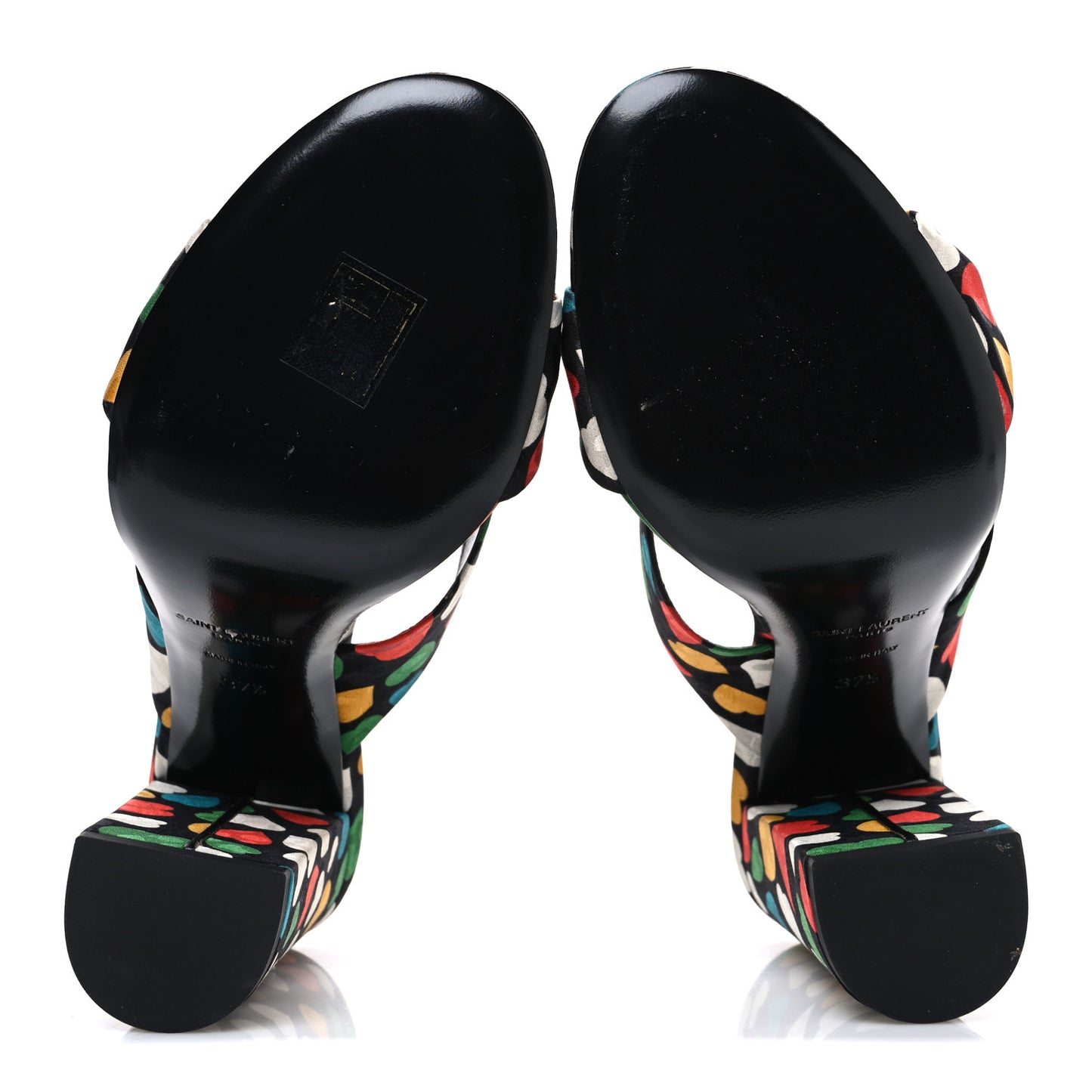 Satin Heart Bianca 100mm Knotted Mule Sandals 37.5 Black Multicolor