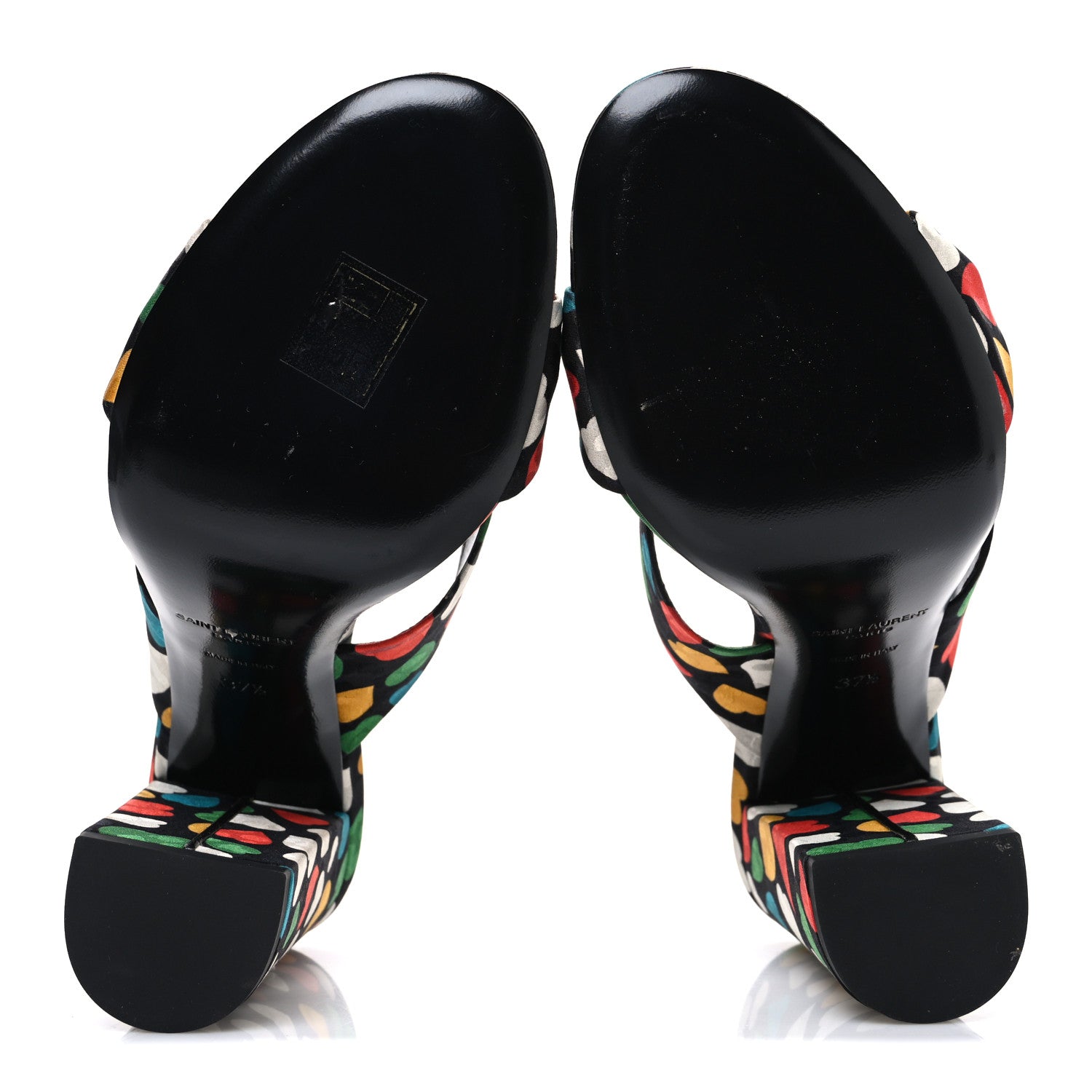 Saint Laurent Satin Heart Bianca 100mm Knotted Mule Sandals 37.5 Black Multicolor 7 of 12
