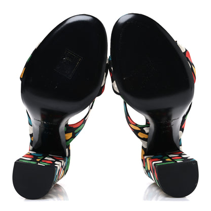 Saint Laurent Satin Heart Bianca 100mm Knotted Mule Sandals 37.5 Black Multicolor 7 of 12