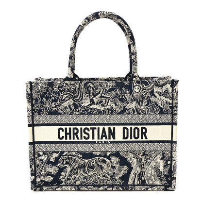 Christian Dior Canvas Embroidered Medium Toile De Jouy Reverse Book Tote Blue 1 of 9