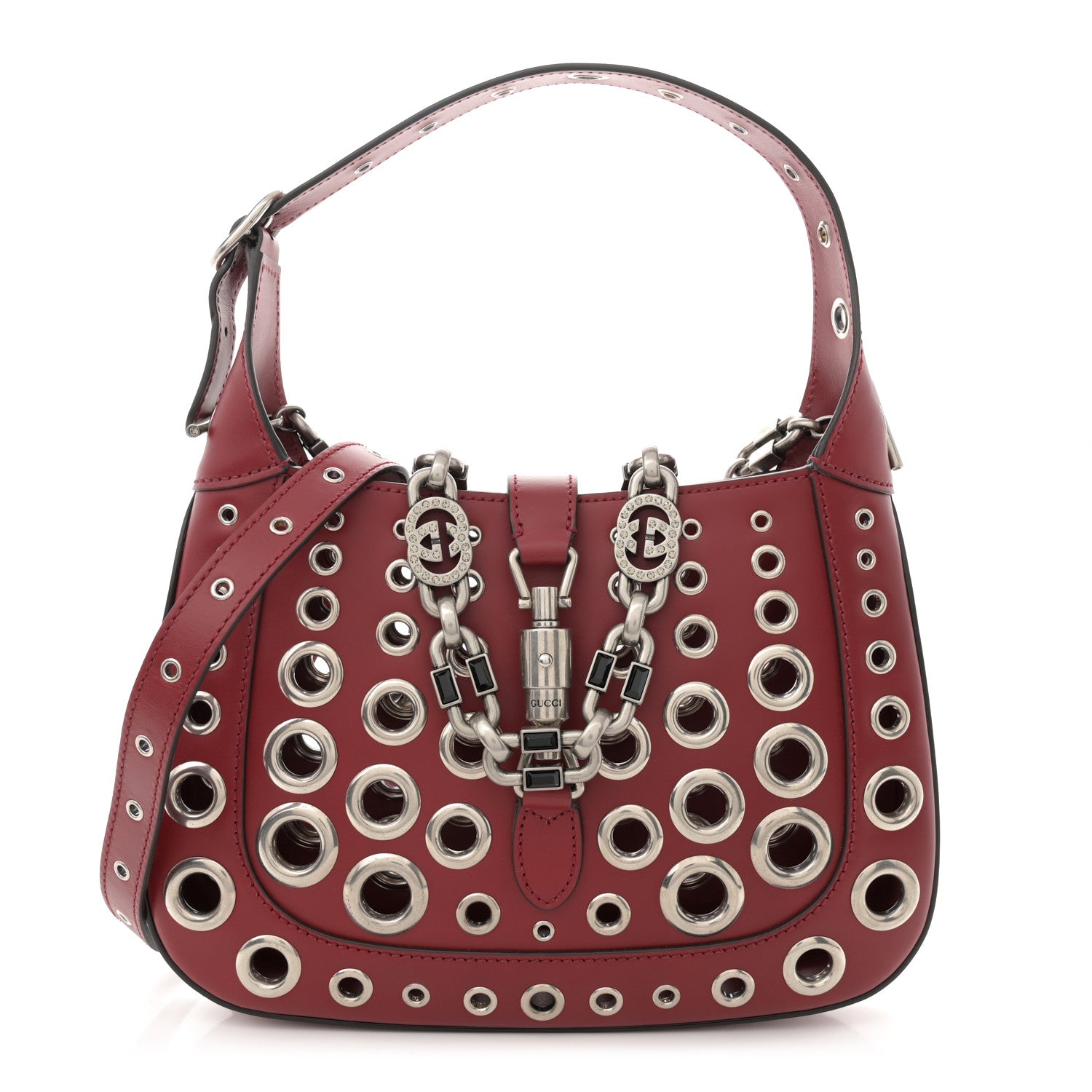 Gucci Calfskin Ha Ha Ha Jackie 1961 Eyelet Hobo Bordeaux 1 of 10