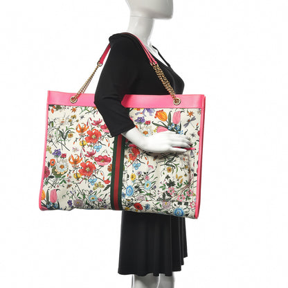 Gucci Canvas Flora Maxi Rajah Chain Tote Fluorescent Fuchsia 2 of 11