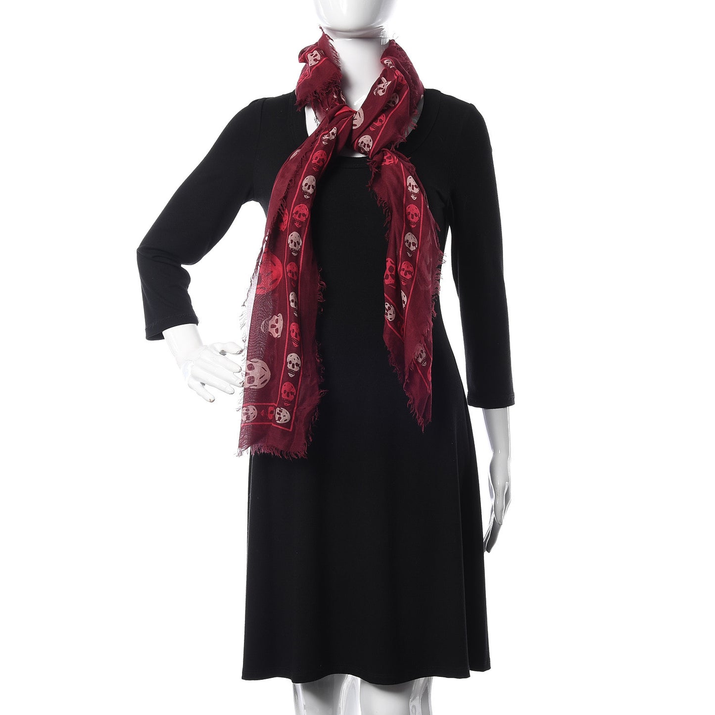 Modal Silk Skull Scarf Burgundy Pink