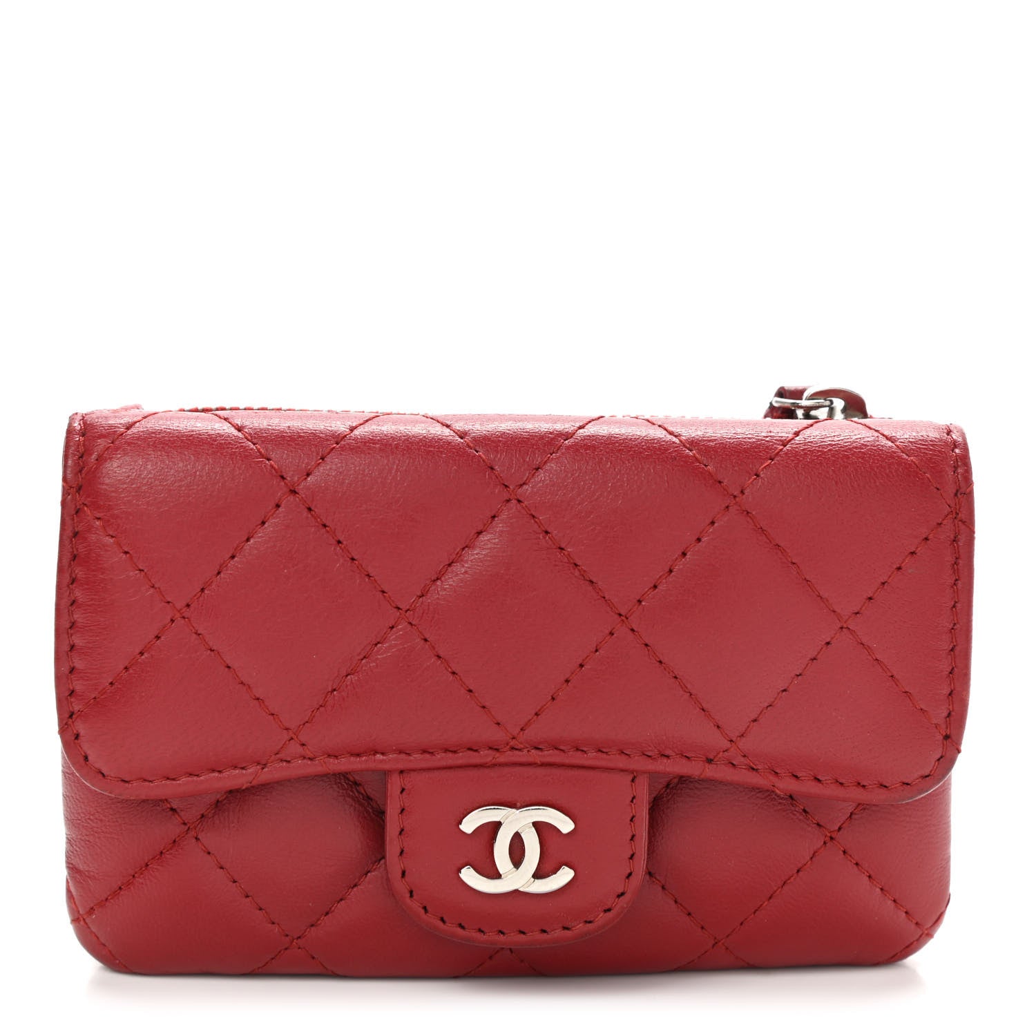 Chanel Lambskin Quilted Coin Purse Red 2 of 19