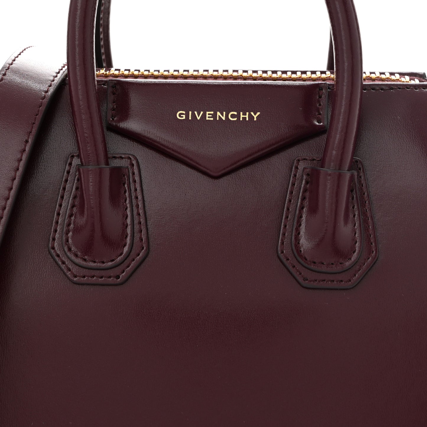 Shiny Lord Calfskin Mini Antigona  Oxblood Red
