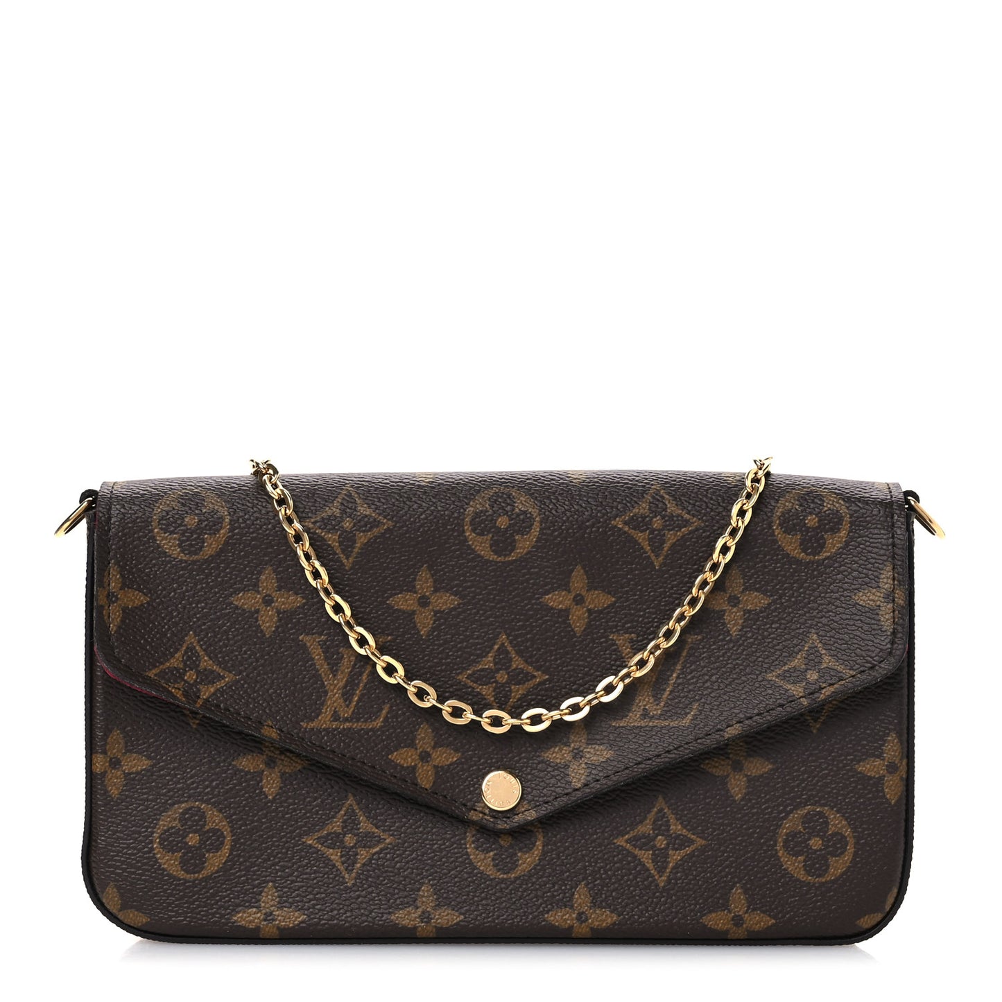 Monogram Pochette Felicie Chain Wallet Fuchsia