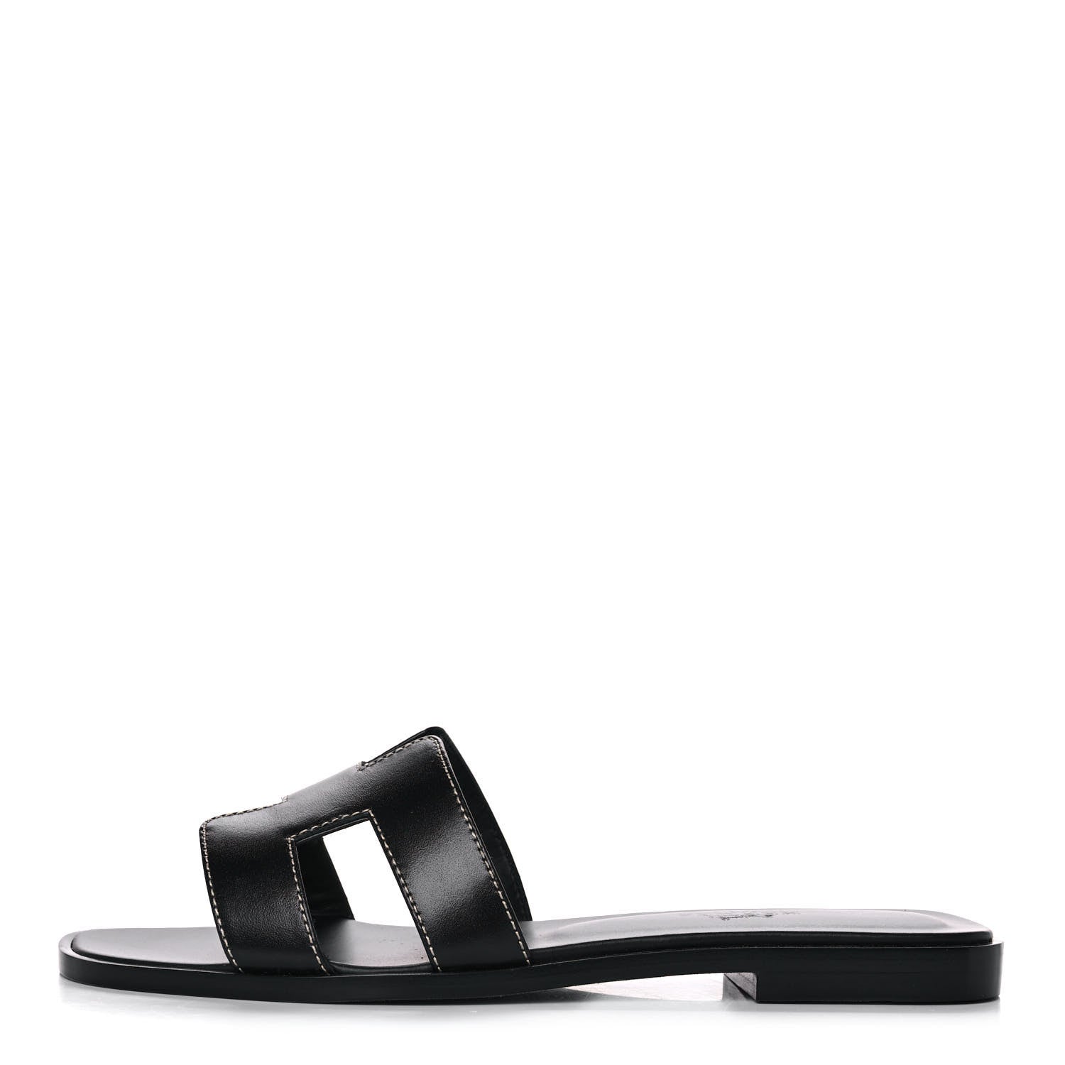 Hermes Box Calfskin Oran Sandals 35.5 Black 1 of 10