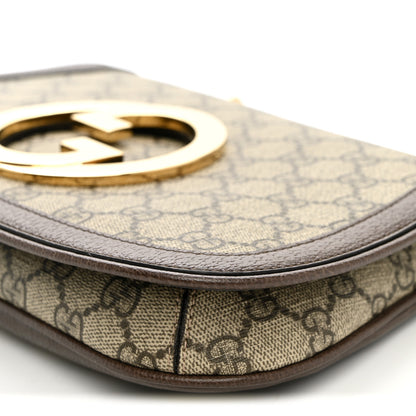 Gucci GG Supreme Monogram Textured Dollar Calfskin Blondie Chain Shoulder Flap Bag Beige Ebony New Acero 9 of 9