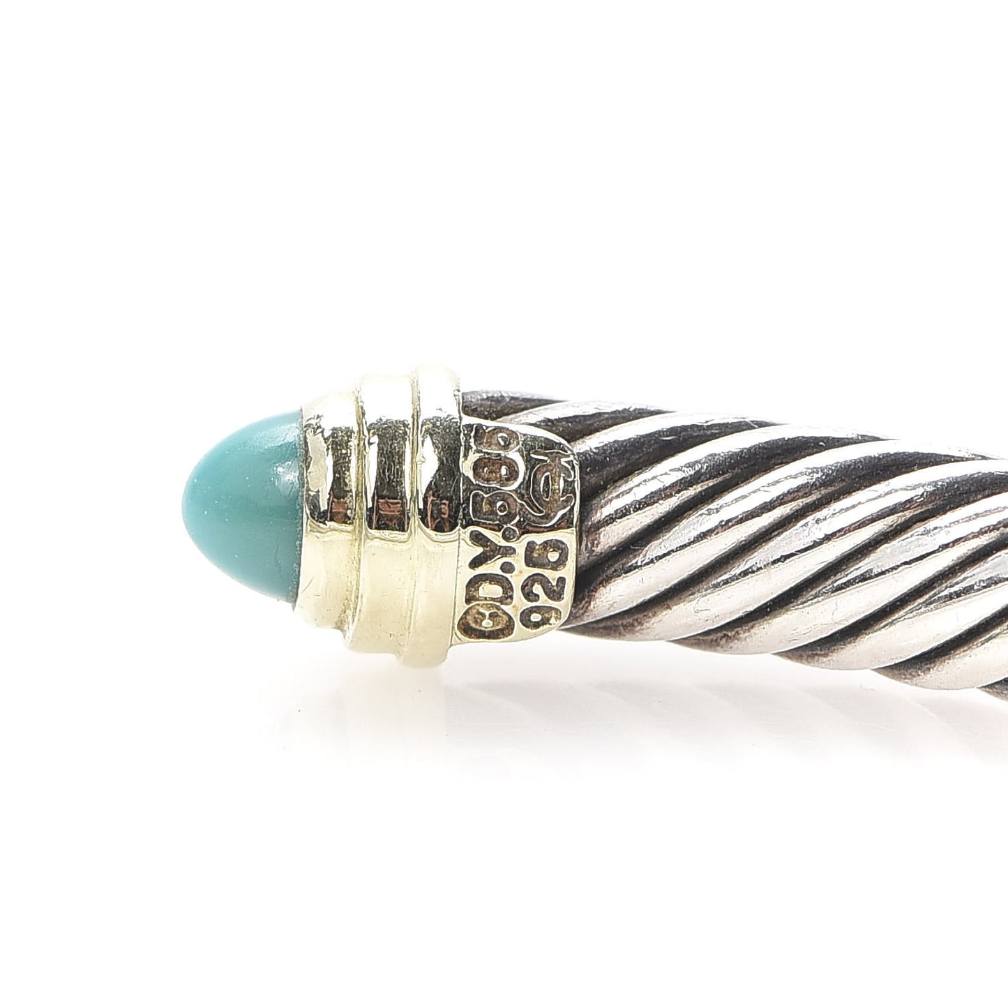 Sterling Silver 14K Yellow Gold Turquoise 5mm Cable Classics Petite Color Bracelet
