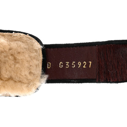 Chanel Calfskin Hair Suede Shearling Dad Sandals 36.5 Burgundy Black 8 of 11