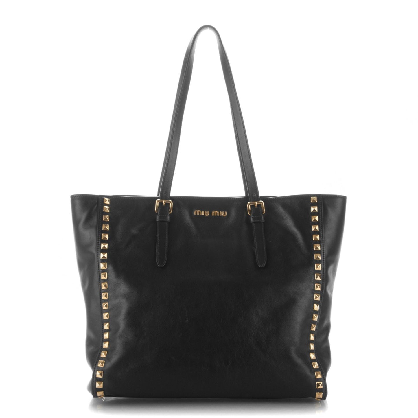 Soft Calf Studded Shopping Tote Nero Black