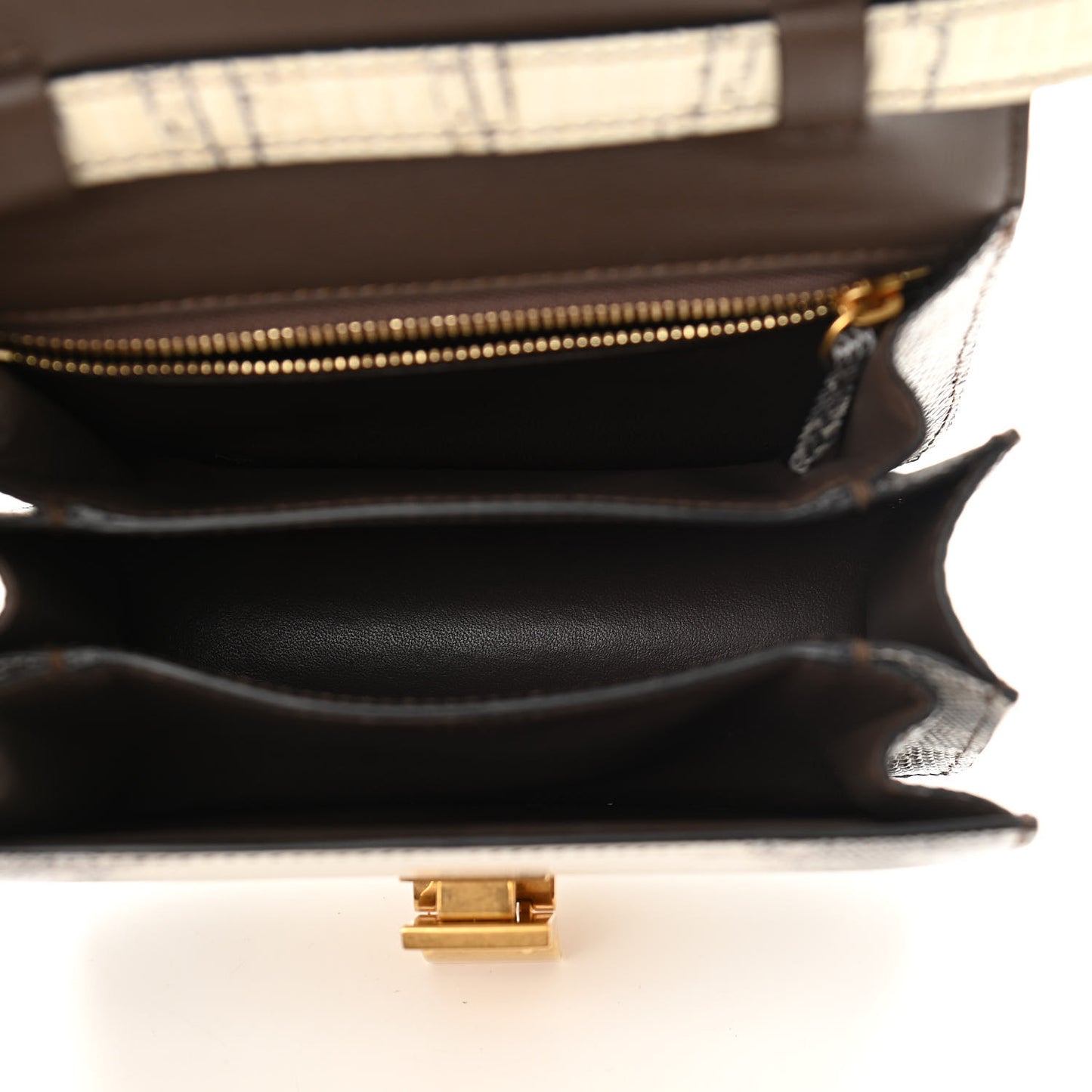 Lizard Small Classic Box Flap Bag Natural