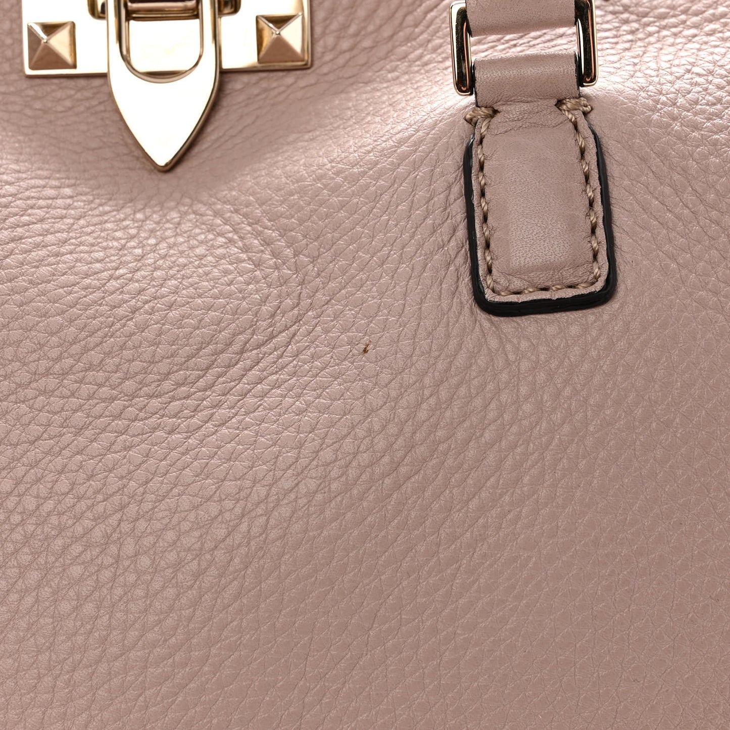 Grained Calfskin Rockstud Double Handle Tote Poudre