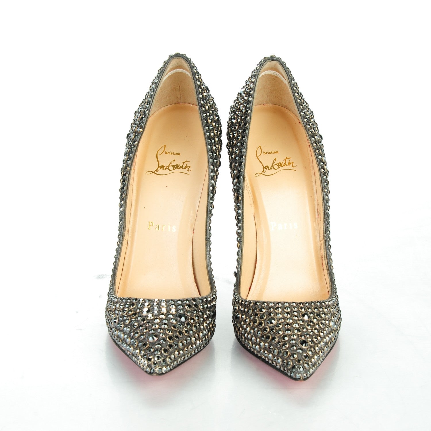 Christian Louboutin Suede Burma Ring Strass Pigalle 120 Pumps 37 Hematite Silver 2 of 7