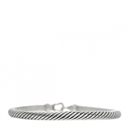 David Yurman Sterling Silver Diamond 5mm Cable Buckle Bracelet 3 of 4