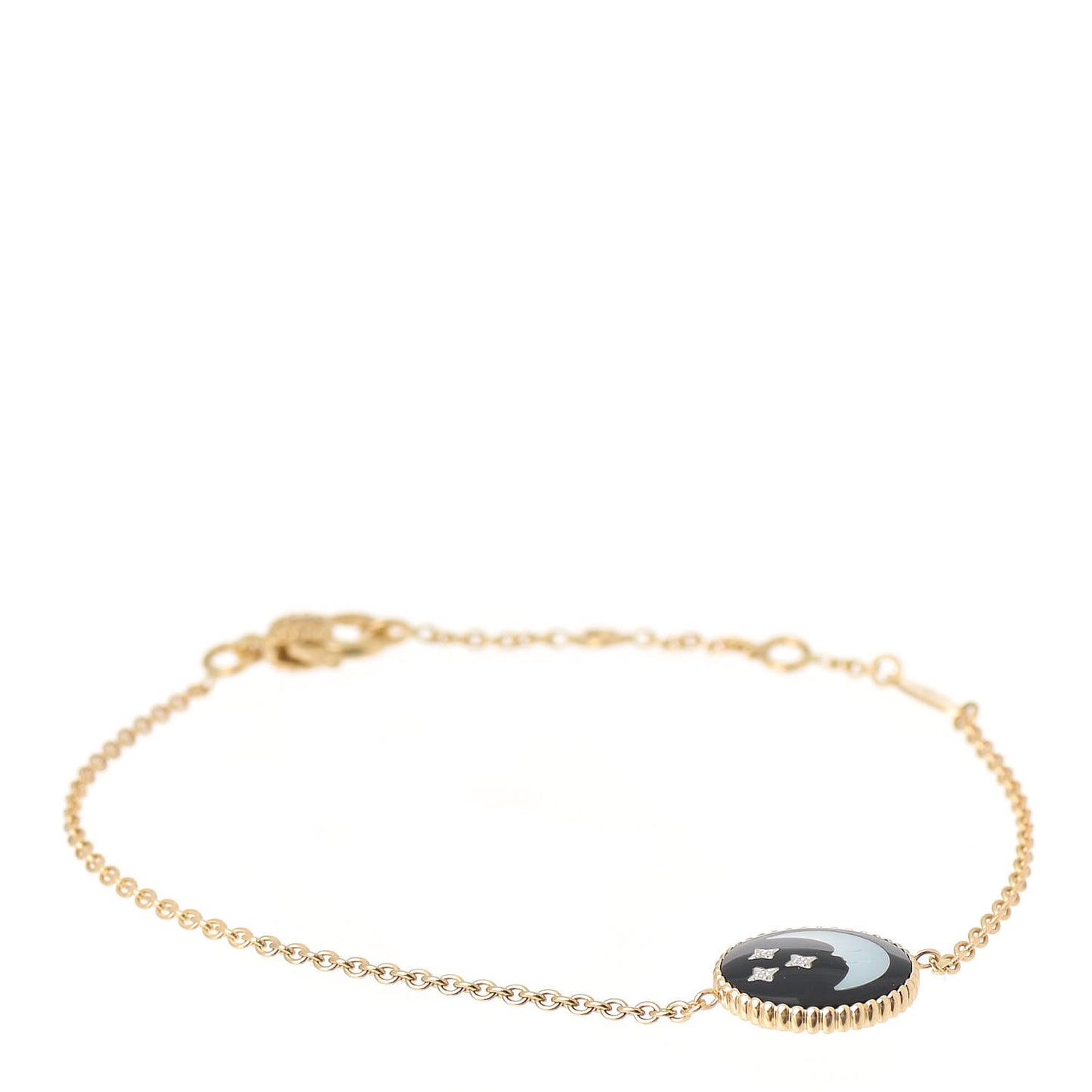 18K Yellow Gold Diamond Black Onyx Mother of Pearl Rose Celeste Bracelet