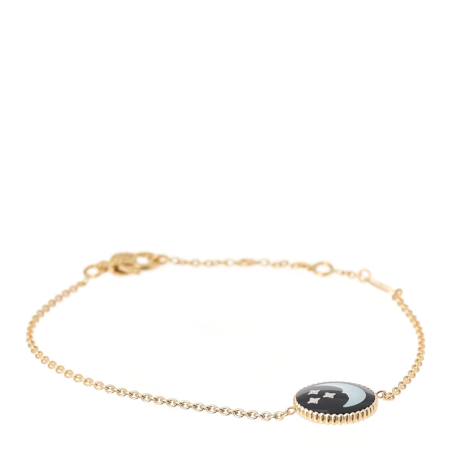 Christian Dior 18K Yellow Gold Diamond Black Onyx Mother of Pearl Rose Celeste Bracelet 1 of 8
