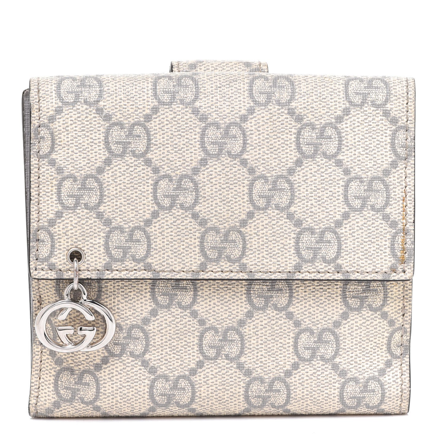 GG Supreme Monogram GG Pierce French Flap Wallet Ecru Grigio