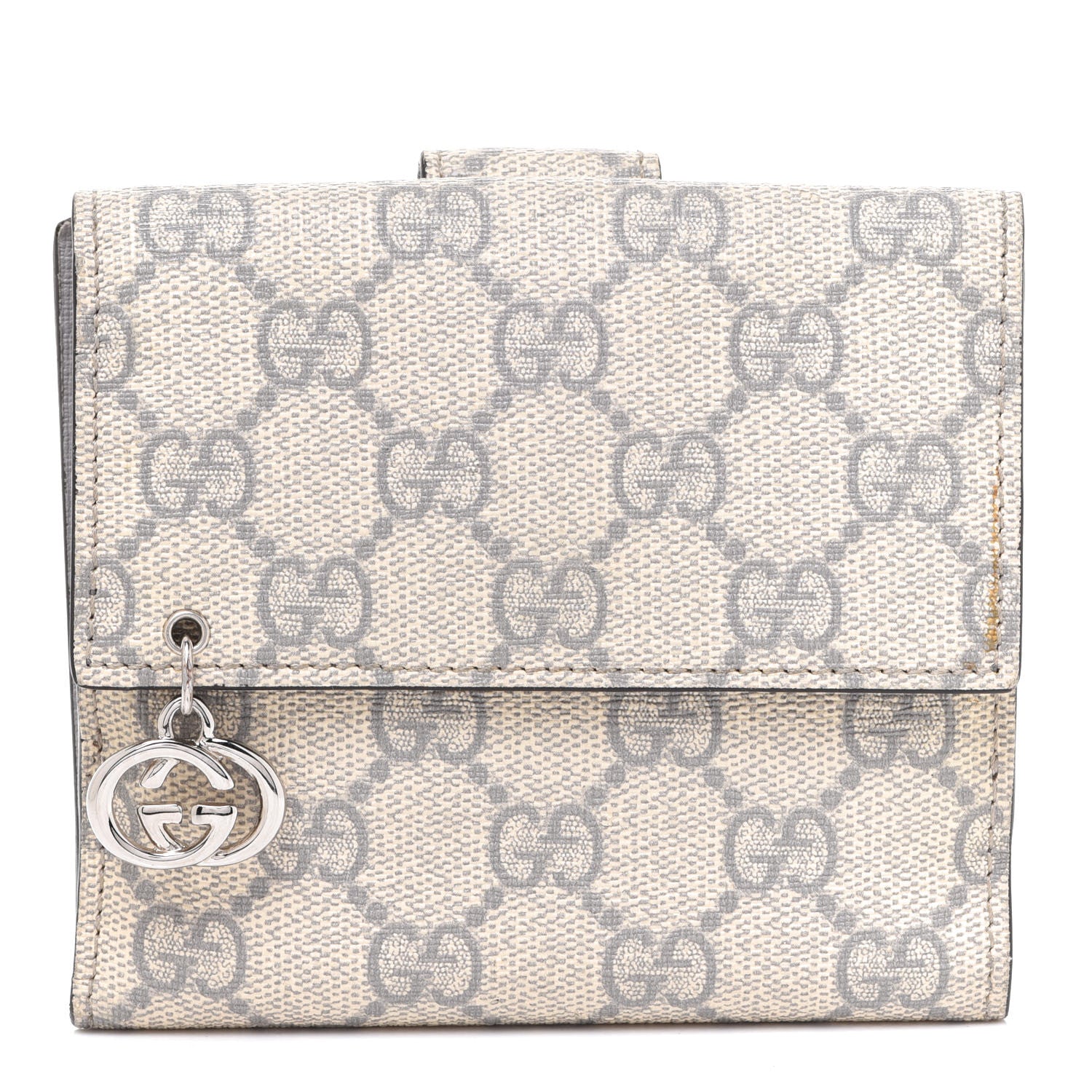 Gucci GG Supreme Monogram GG Pierce French Flap Wallet Ecru Grigio 1 of 8