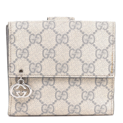 Gucci GG Supreme Monogram GG Pierce French Flap Wallet Ecru Grigio 1 of 8