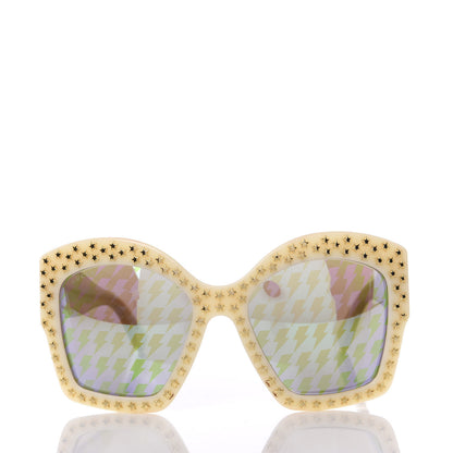 Gucci Square Frame Star Sunglasses GG 3870/S Ivory Gold 2 of 10