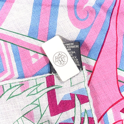 Hermes Cashmere Silk Kawa Ora Shawl 140 Gris Chine Rose 4 of 4