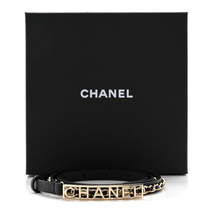 Chanel Calfskin Chain Logo Skinny Belt 85/34 Black 7 of 7