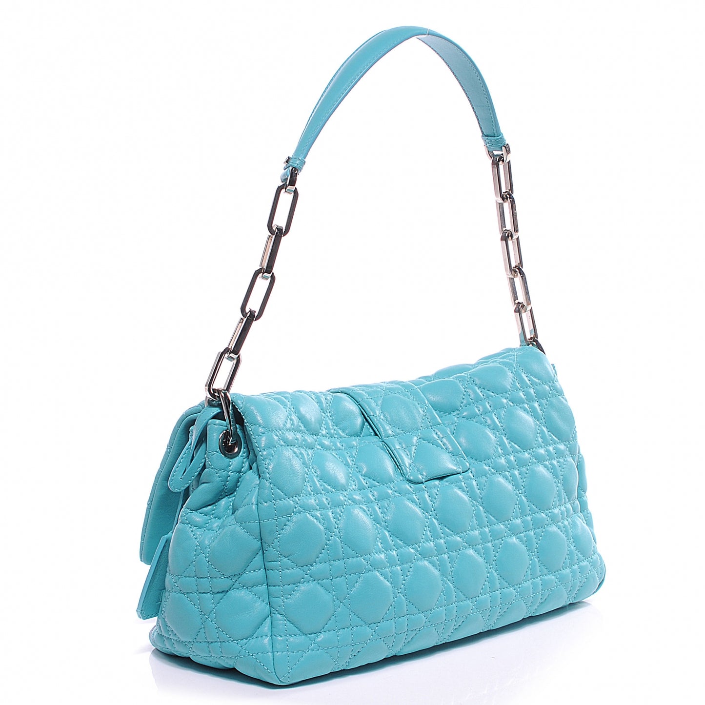 Lambskin Cannage New Lock Flap Bag Turquoise