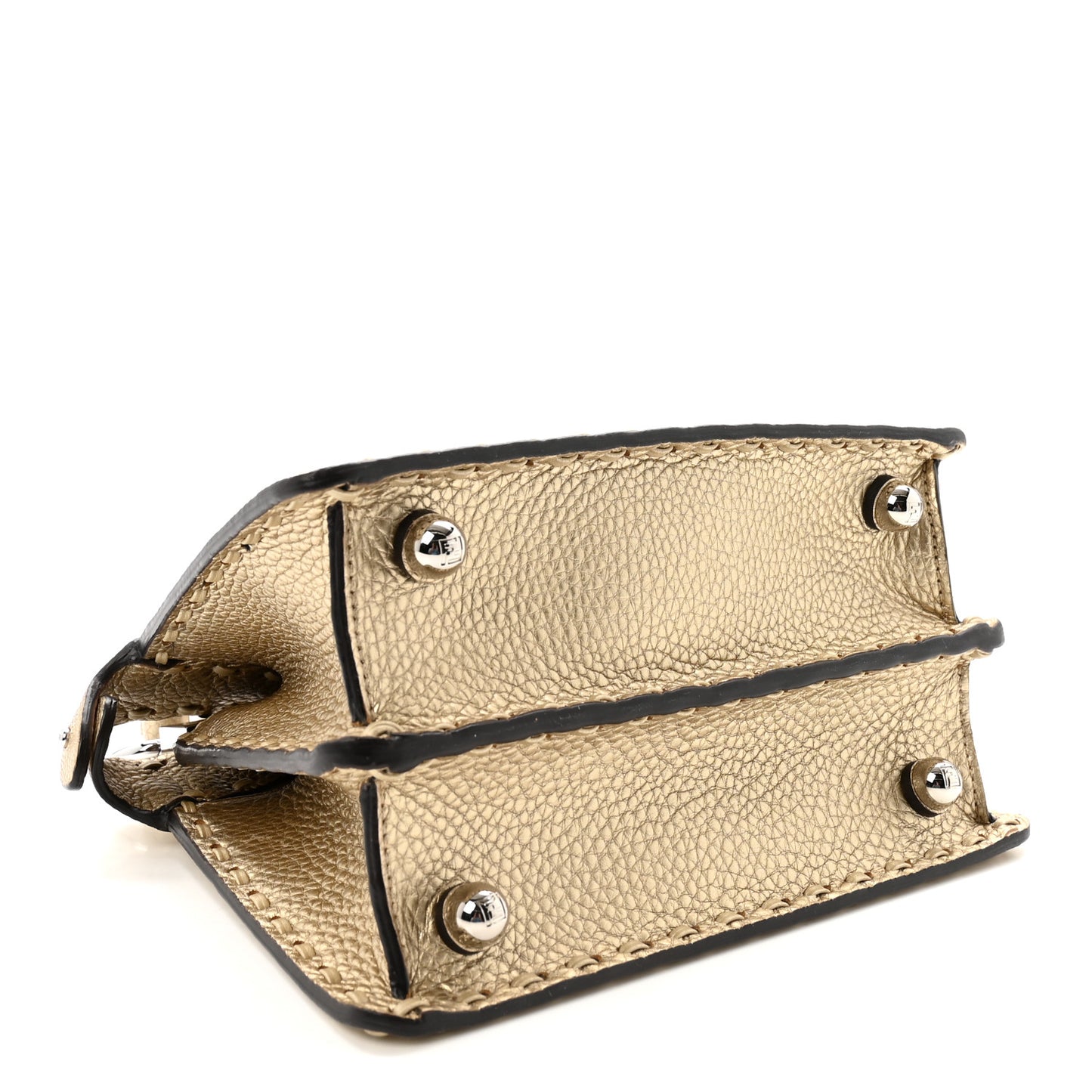Metallic Cuoio Roma Sellerissima Nappa Sintetica Tape Stitch Petite Peekaboo I SEE U Iconic Satchel Platino