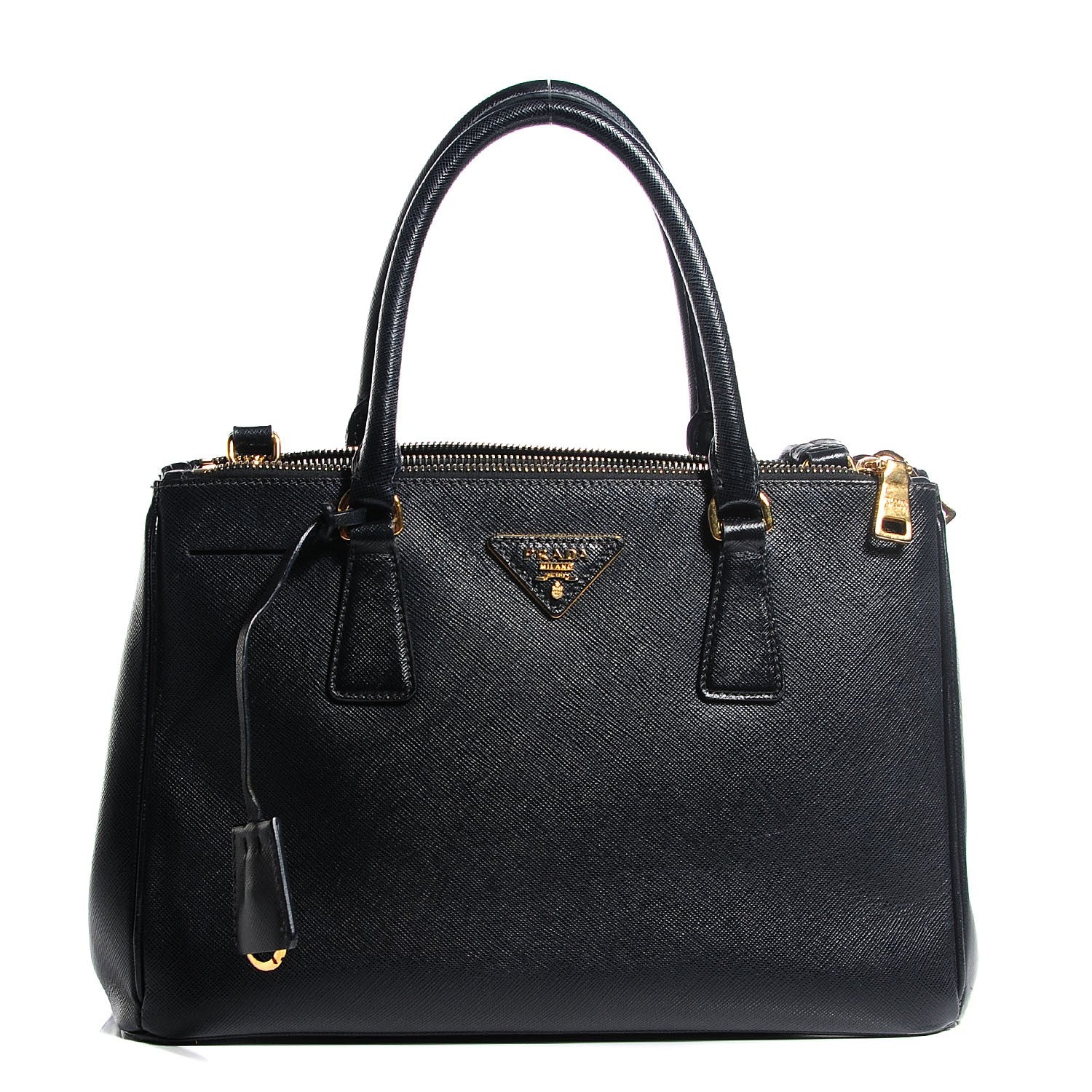 Prada Saffiano Lux Small Double Zip Tote Nero Black 1 of 10