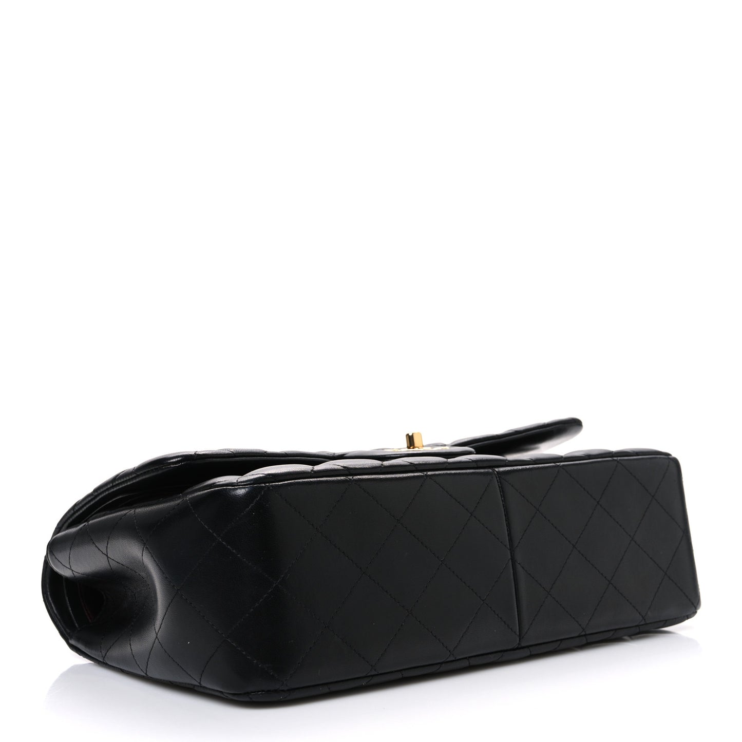 Lambskin Quilted Jumbo Double Flap Black