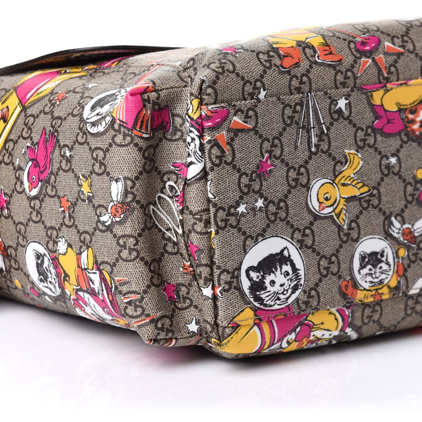 GG Supreme Monogram Space Cats Diaper Bag Orange
