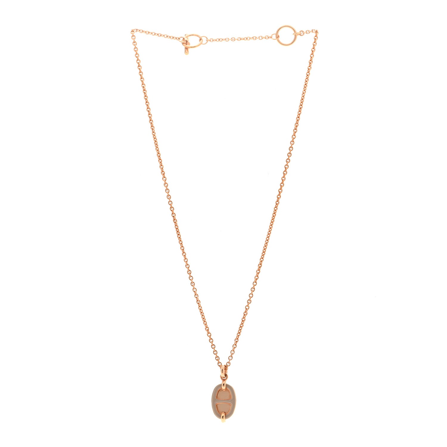 Hermes Metal Enamel Mini Maillon Pendant Necklace Marron Glace 3 of 7