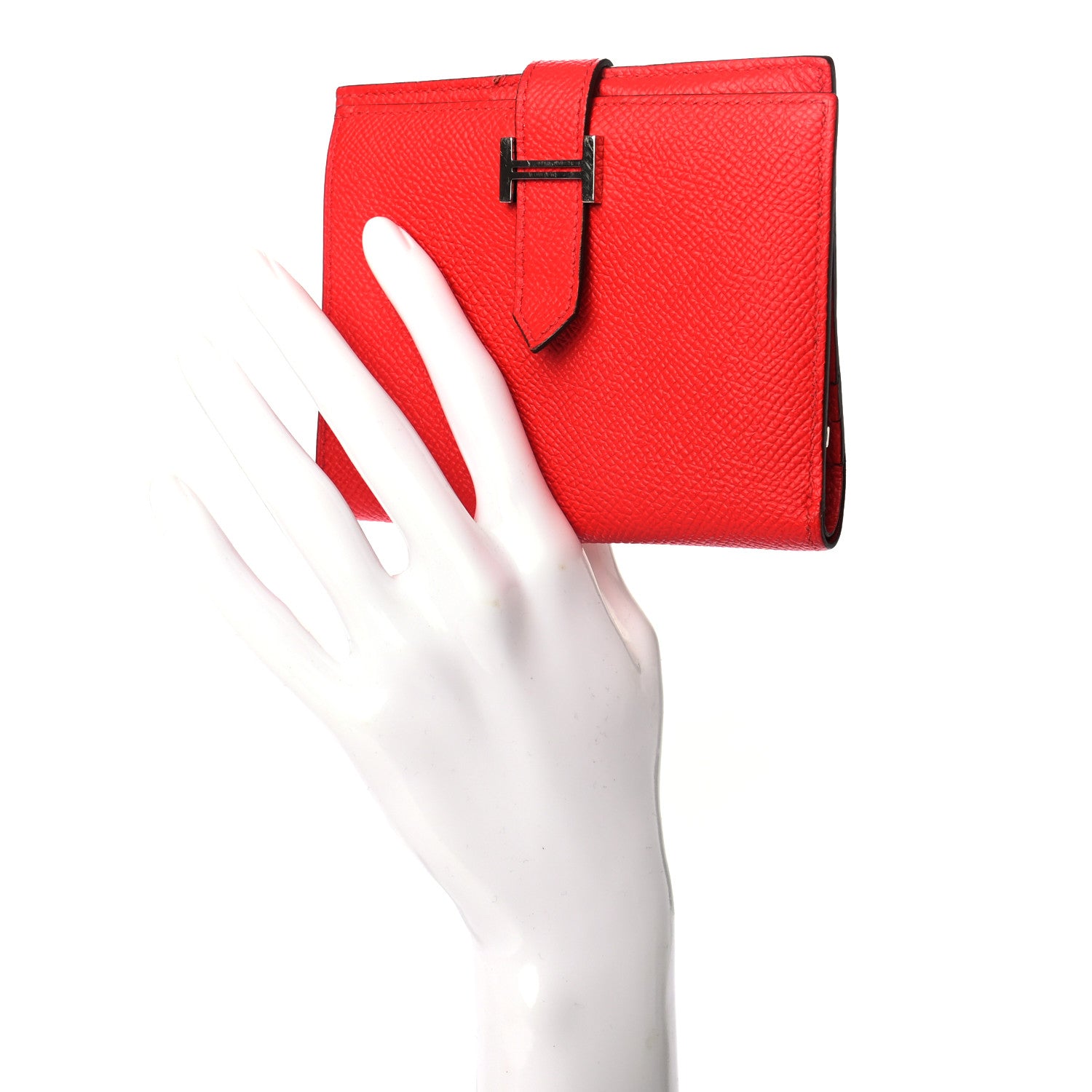Hermes Epsom Bearn Compact Wallet Rouge De Coeur 2 of 8