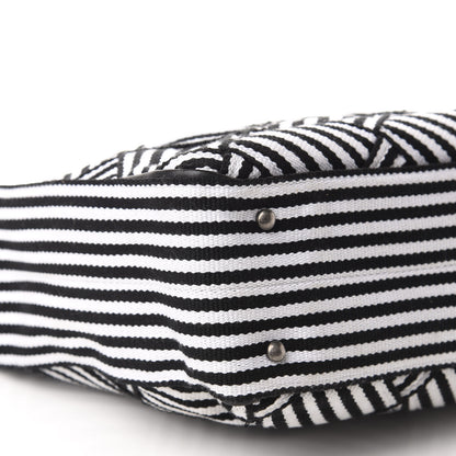 Chanel Woven Canvas Large Easy Shopping Tote Black White 3 of 10