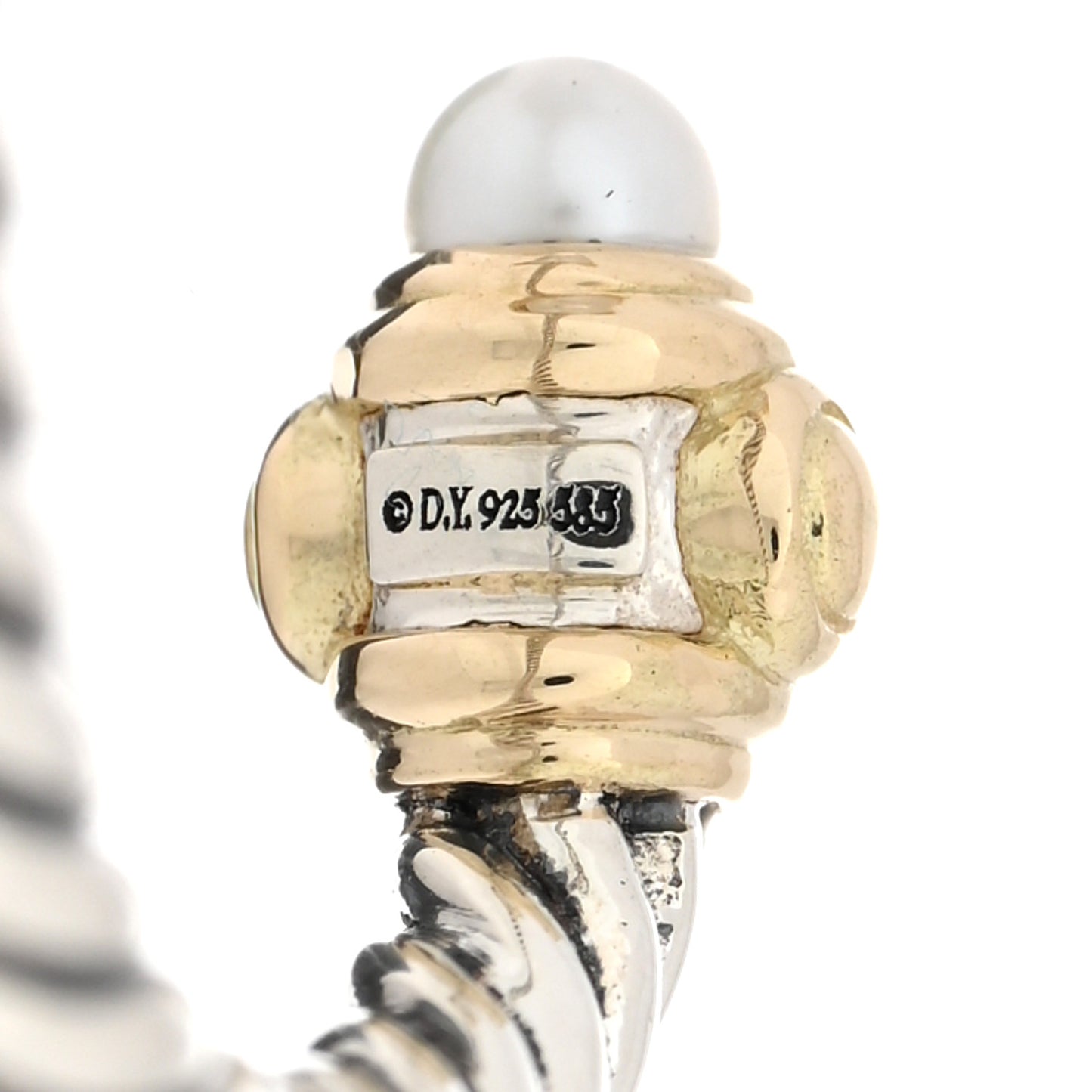 Sterling Silver 14K Yellow Gold Diamond Freshwater Cultured Pearl Renaissance Ring 49 5
