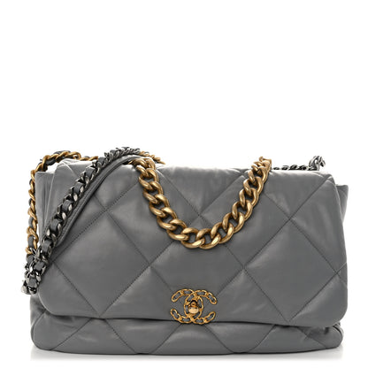 Chanel Lambskin Quilted Maxi Chanel 19 Flap Grey 1 of 10