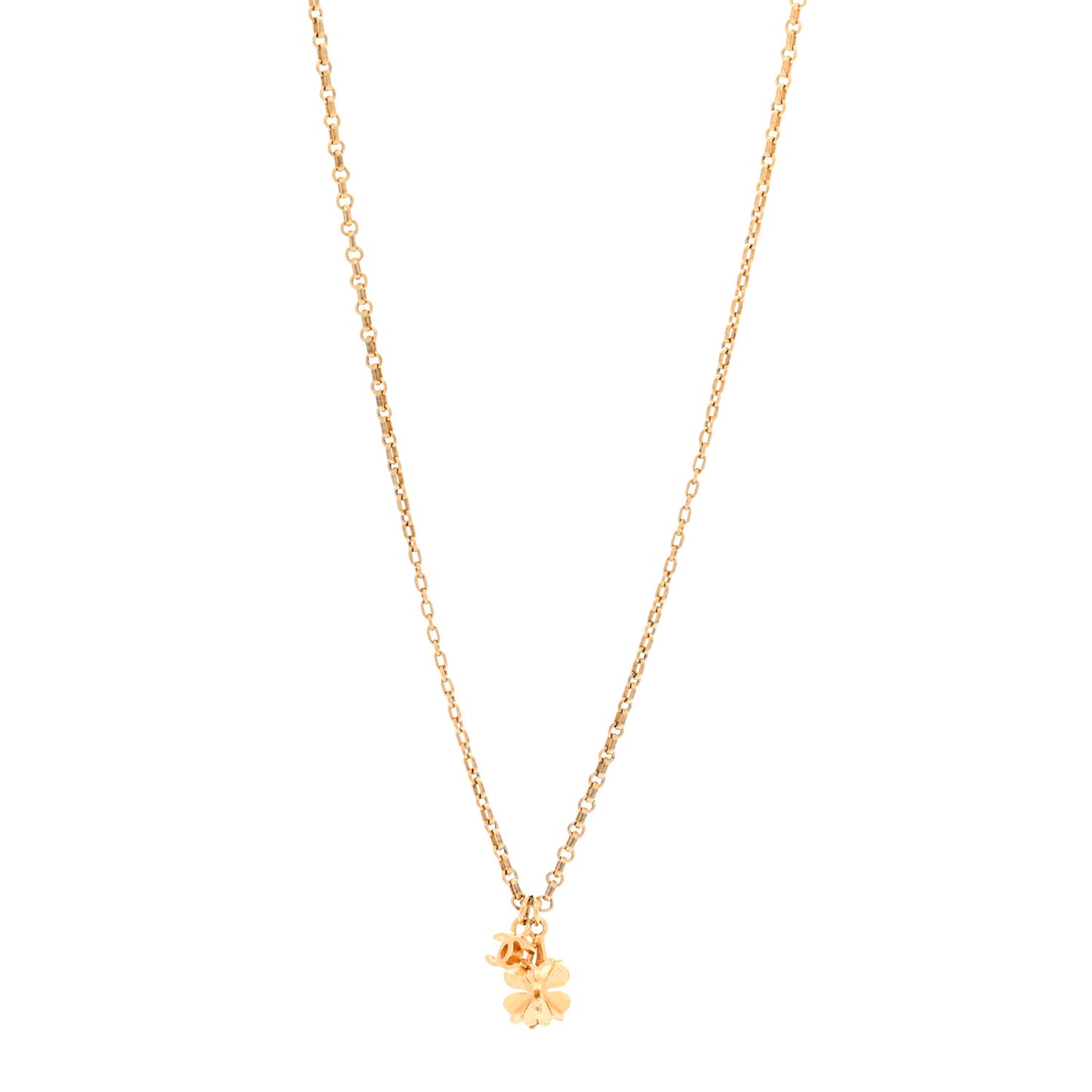 Metal CC Clover Necklace Gold
